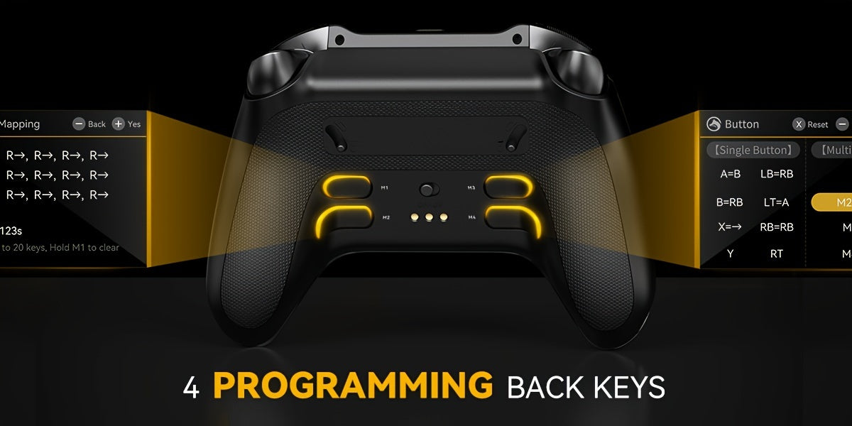 Interactive Screen Wireless Gaming Controller For PC/Switch/iOS/Android/Steam Deck, Hall Effect Stick & Trigger, RGB Lighting, Remappable Buttons, 1800mAh With Charging Dock -V2/Black(No Drift), [Notice]Not Compatible With Xb