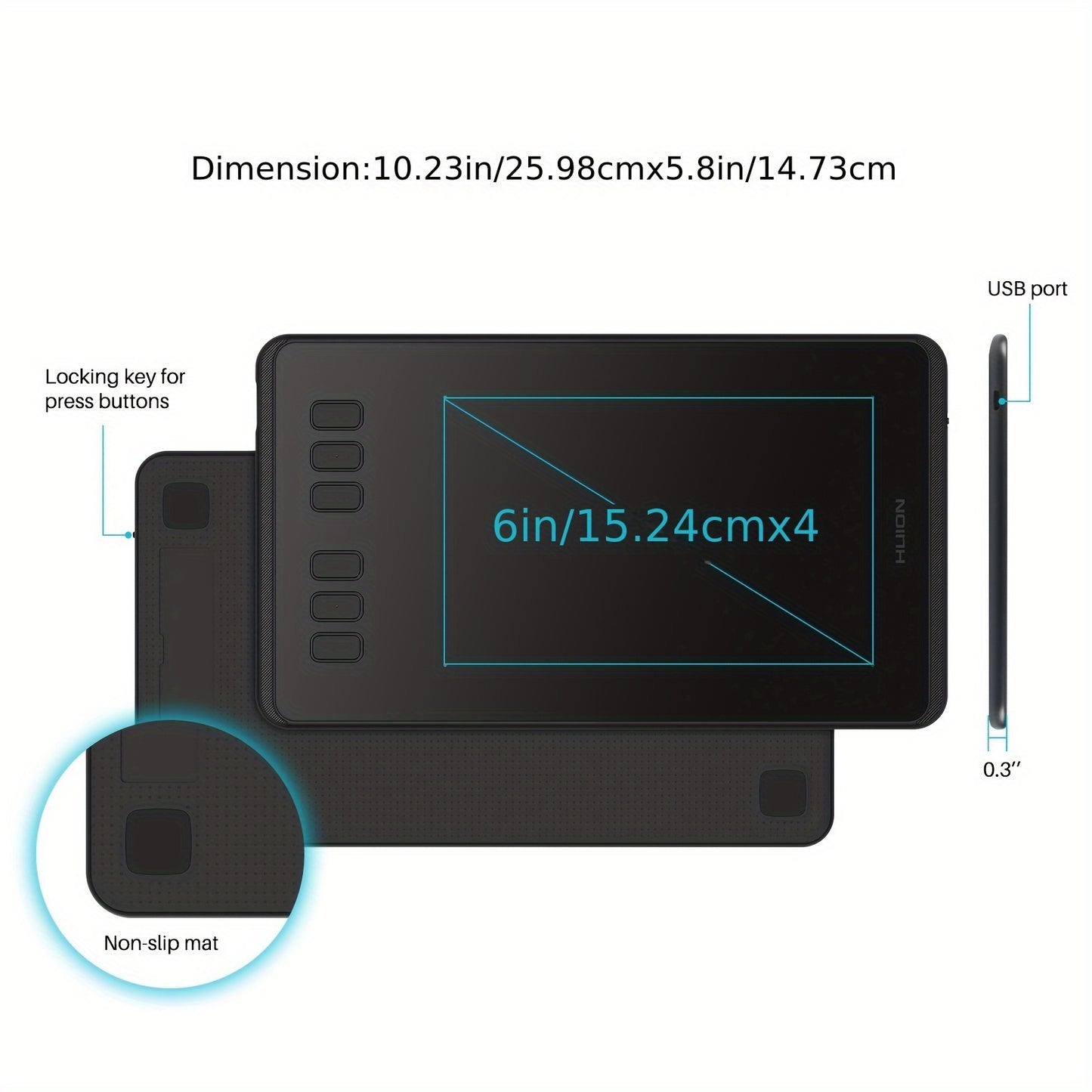 6x4 Inch Drawing Pad/Art Tablet Featuring a Battery-Free Stylus, 8192 Levels of Pen Pressure and 6 Hotkeys, Suitable for Drawing, Writing, Design, Teaching. Compatible with Mac, PC and Mobile