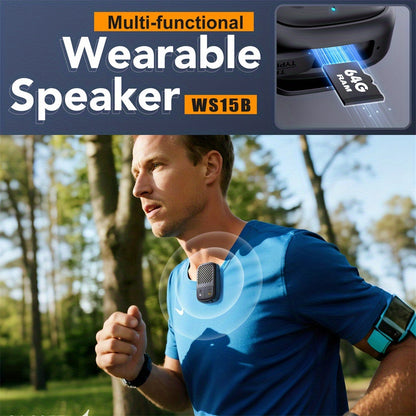Wearable Wireless Speaker (supports TF Card), Built-in Hands-free Calling Speaker And Microphone, 600mA Rechargeable Battery, High-fidelity Sound Quality, Suitable For Outdoor Workers And Office Workers;