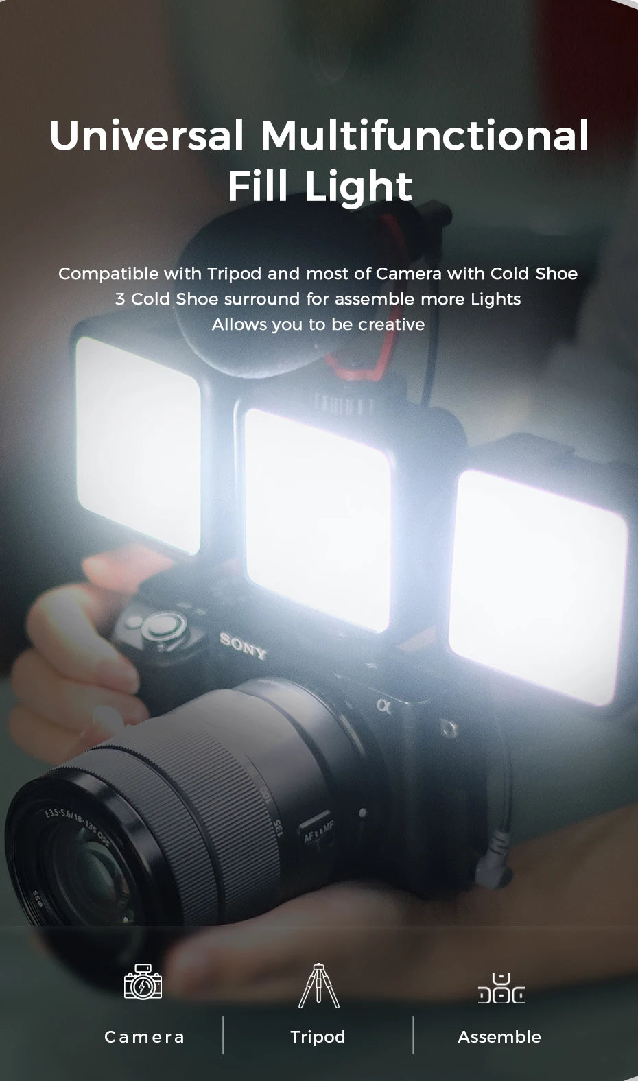 VIJIM VL81 LED Video Light Camera Light 3200-5600K 850LM 6.5W With Cold Shoe Mini Vlog Fill Light 3000mAh Panel Lamp Photography