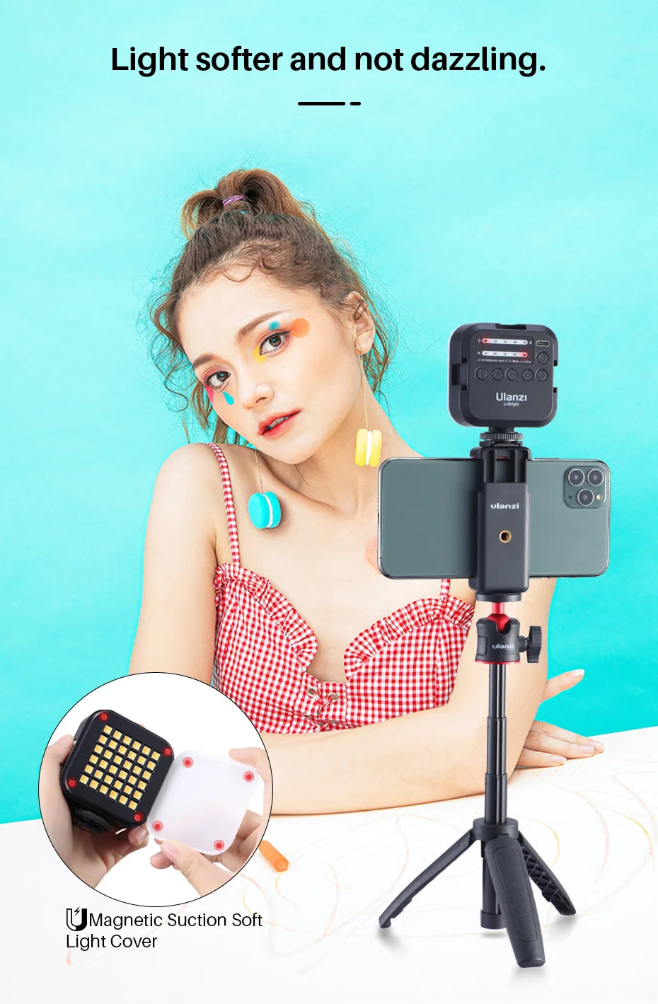 VIJIM VL81 LED Video Light Camera Light 3200-5600K 850LM 6.5W With Cold Shoe Mini Vlog Fill Light 3000mAh Panel Lamp Photography