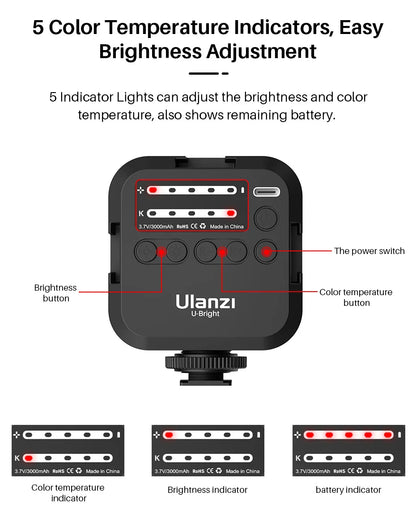 VIJIM VL81 LED Video Light Camera Light 3200-5600K 850LM 6.5W With Cold Shoe Mini Vlog Fill Light 3000mAh Panel Lamp Photography