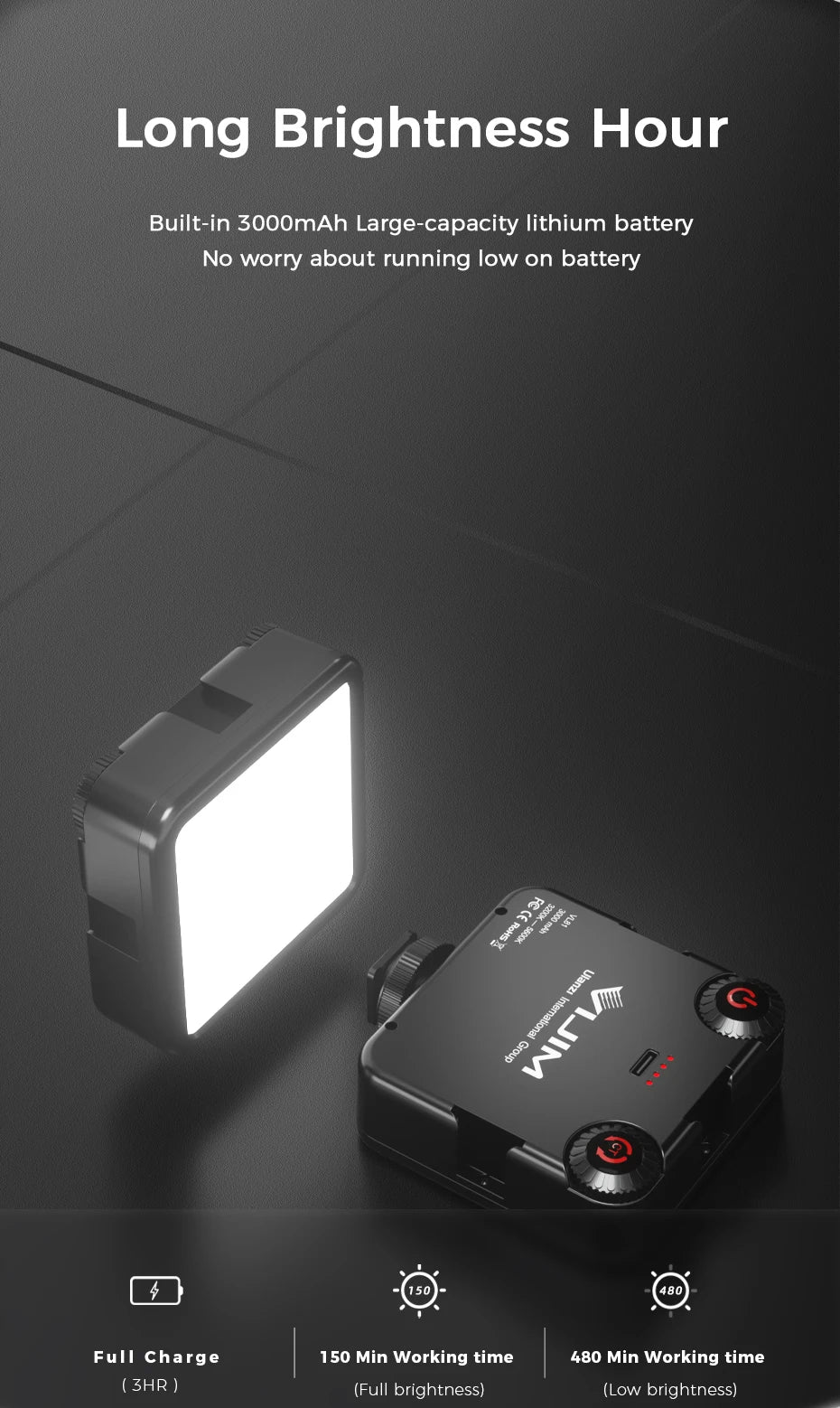 VIJIM VL81 LED Video Light Camera Light 3200-5600K 850LM 6.5W With Cold Shoe Mini Vlog Fill Light 3000mAh Panel Lamp Photography