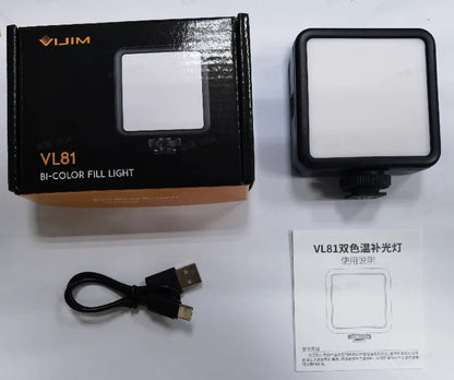 VIJIM VL81 LED Video Light Camera Light 3200-5600K 850LM 6.5W With Cold Shoe Mini Vlog Fill Light 3000mAh Panel Lamp Photography