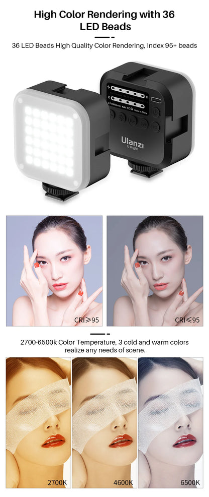 VIJIM VL81 LED Video Light Camera Light 3200-5600K 850LM 6.5W With Cold Shoe Mini Vlog Fill Light 3000mAh Panel Lamp Photography