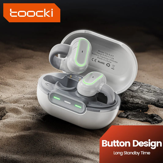 Toocki TWS Clip-on Earphones Bluetooth 5.3 True Wireless Touch Control Headphones 3D HiFi Sport Headset Long Standby Earbuds