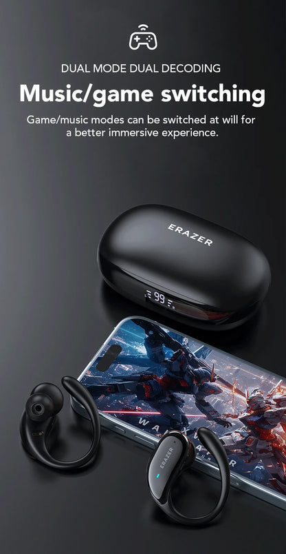 ERAZER XT80 Pro Sports Wireless Headphones with Mics, Button Control, LED Power Display,Hifi Stereo Sound