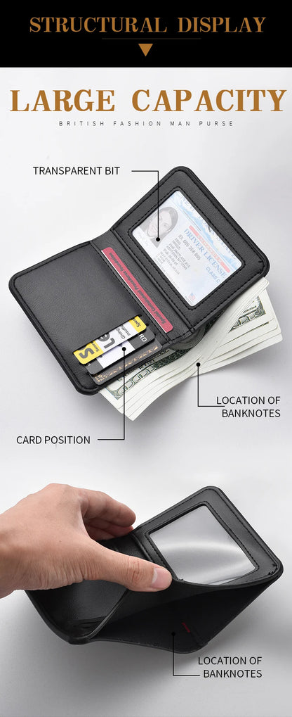 1PC New Ultra-thin Mini Soft PU Leather Credit Card Wallet Holder Short Vertical High Quality Men's Wallet