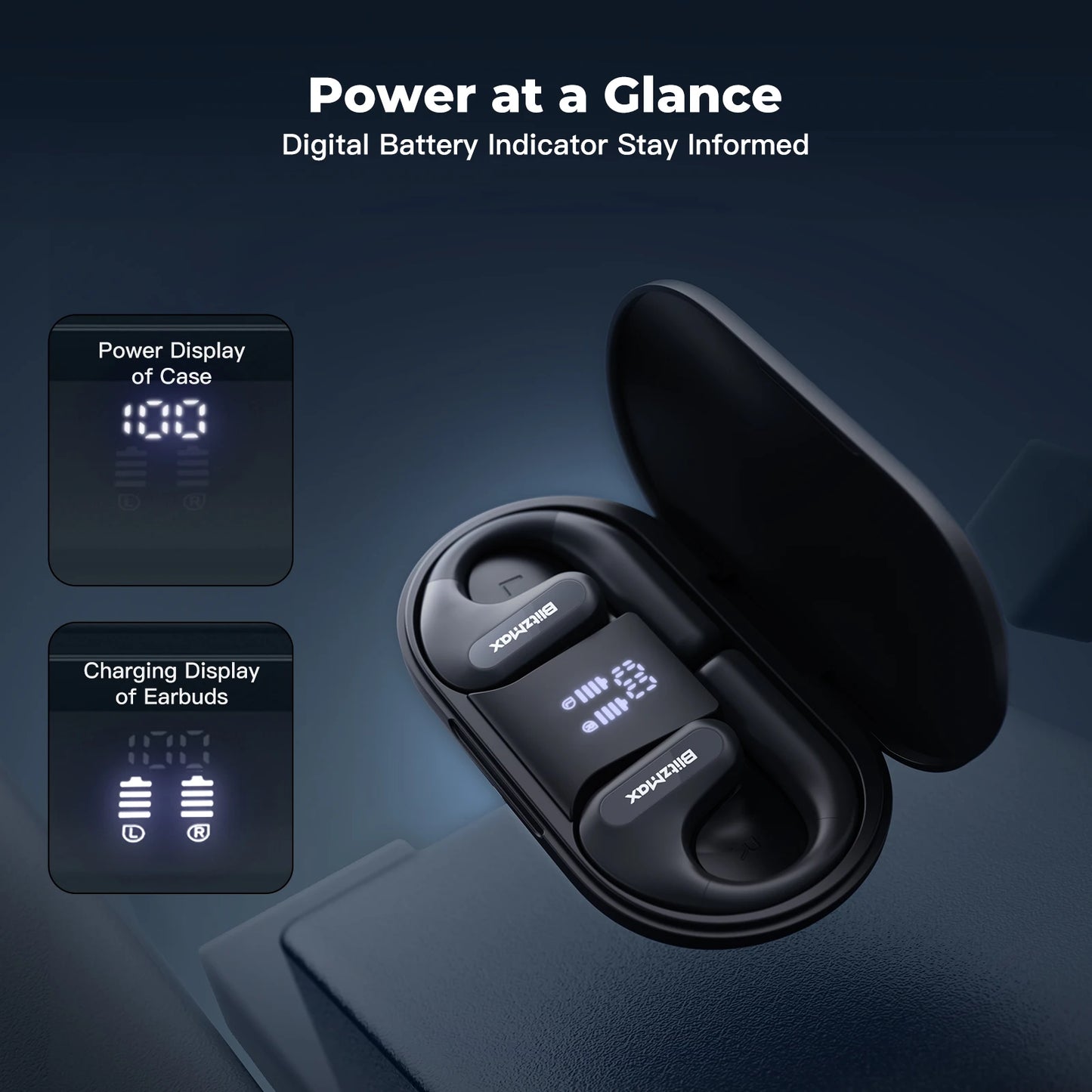 Blitzwolf BlitzMax BM-CT2 Open-Back Headphones High-Fidelity Audio Bluetooth 5.3 Noise Reduction Earphones for Sports Running