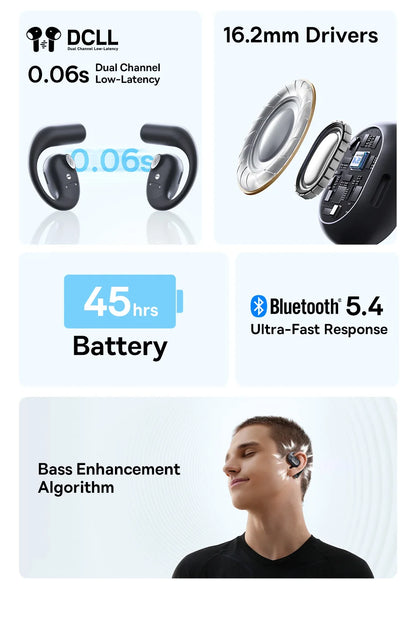 Baseus Eli 10i Fit Open-Ear Earphones Ear Hooks Wireless Bluetooth 5.4 Headphones IP54 Waterproof Air conduction Sports Earbuds