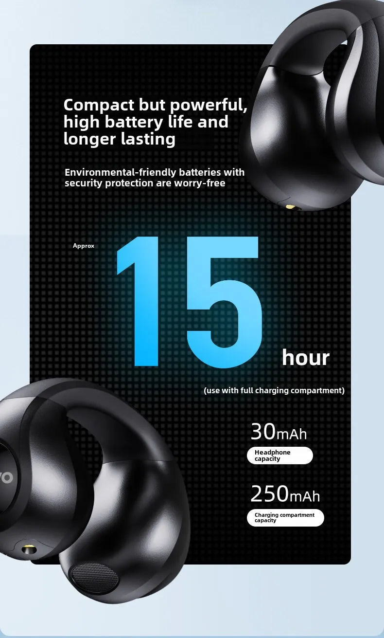 Erazer XT83 II Ear Clip TWS Wireless Headphones Bluetooth 5.2 Earphones Touch Control HD Call Earbuds Sports Headset with Mic