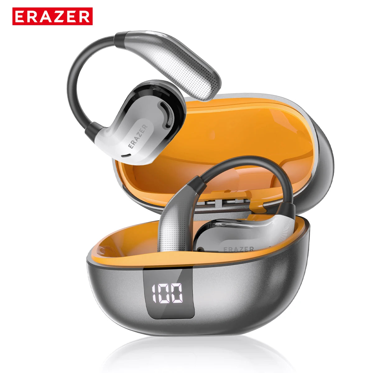 ERAZER XT66PRO Bluetooth Earphones ASMR Headsets DIY APP AI Translator Earbuds Wireless Headphones 13 Hours long life Display | Color:Orange