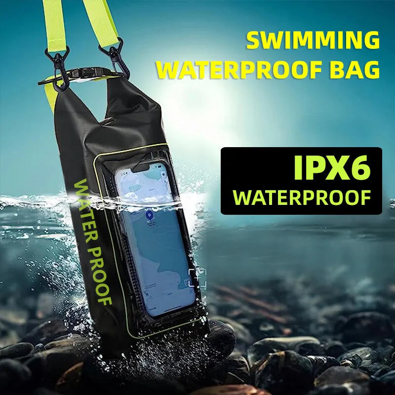 2L Swimming PVC Pack Dry Bag Touch Screen Outdoor Waterproof Shoulder Kayak Bags Trekking Drifting Rafting Surfing Boating Bag