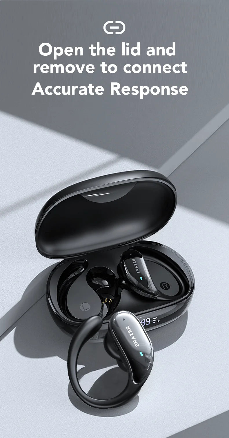 ERAZER XT80 Pro Sports Wireless Headphones with Mics, Button Control, LED Power Display,Hifi Stereo Sound