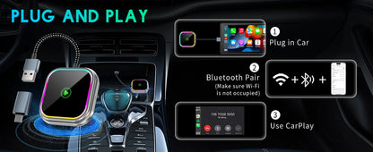 2025 New iPhone Wireless Carplay Adapter Mini Android Auto Adapter Plug & Play Apple Carplay Dongle Wifi Bluetooth Connected