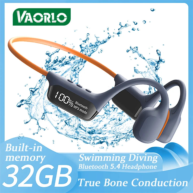 S10 Bluetooth 5.4 True Bone Conduction Headphones IPX8 Waterproof DT5.0 MP3 Built-in 32GB Memory LED Digital Display For Swiming