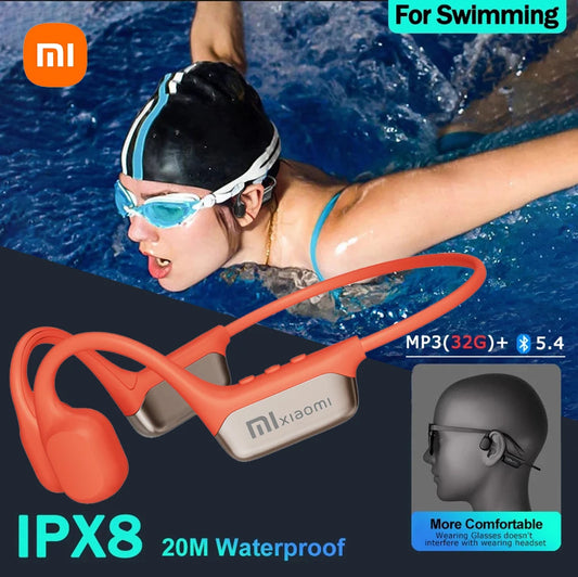 Xiaomi Bone Conduction Headphones Bluetooth 5.4 Wireless Sports Earphone IPX8 Waterproof for Swimming with 32G RAM MP3 Player