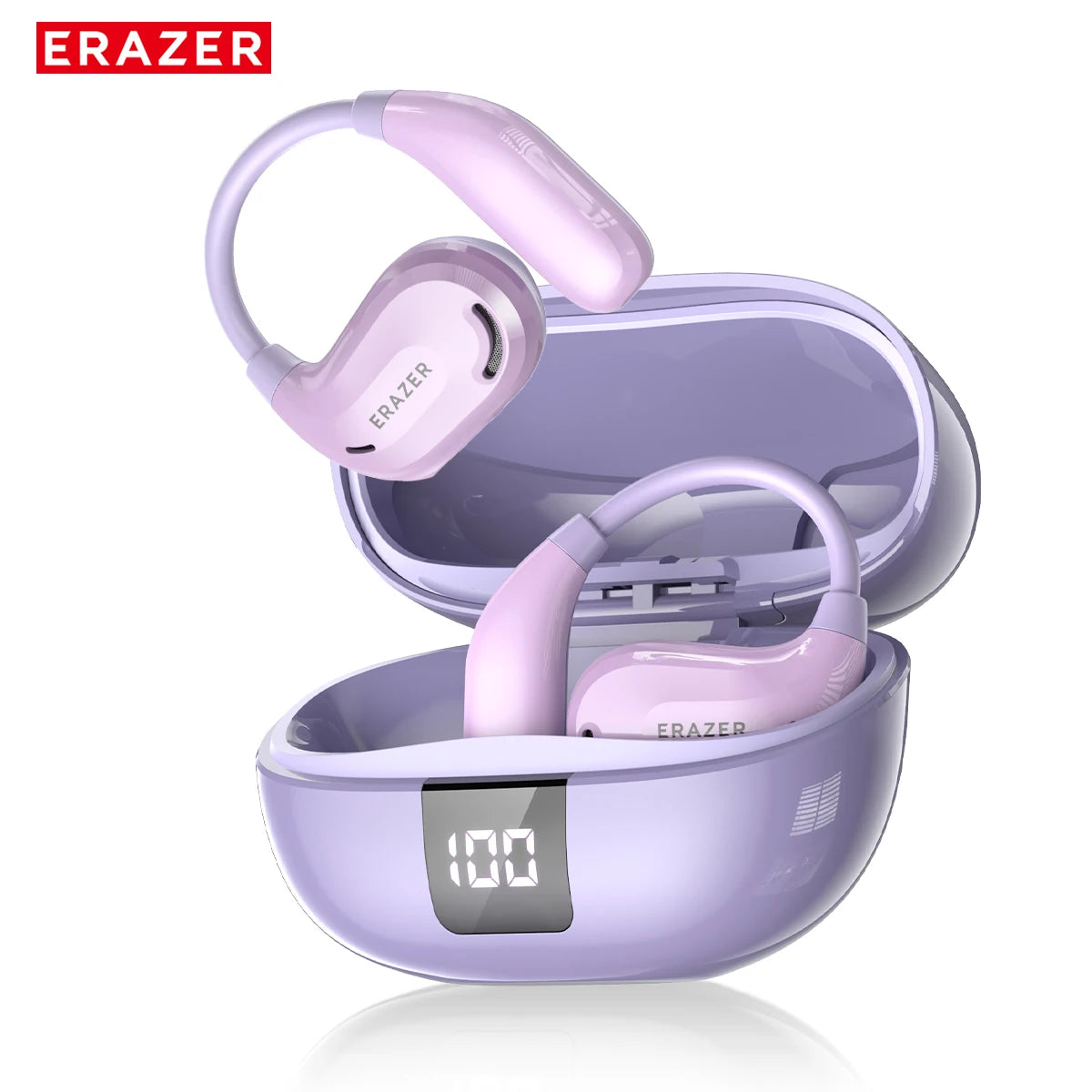 ERAZER XT66PRO Bluetooth Earphones ASMR Headsets DIY APP AI Translator Earbuds Wireless Headphones 13 Hours long life Display | Color:Purple