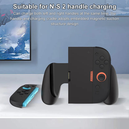 Charging Grip for Nintendo Switch 2 Joy-Con Portable Charger Dock with USB-C Cable and Charge Indicator