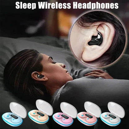 Wireless Sleeping Earbuds – Mini TWS Bluetooth Headphones with Mic, HD Call, Waterproof, Stereo Hidden Headsets for Work