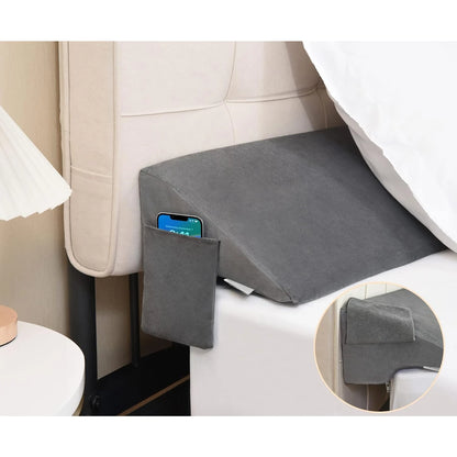 King Bed Wedge Pillow for Headboard Gap Filler(0-5"),High-Density Foam,Prevents Pillows & Items Loss,Ergonomic Design,Pockets