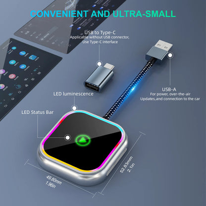 2025 New iPhone Wireless Carplay Adapter Mini Android Auto Adapter Plug & Play Apple Carplay Dongle Wifi Bluetooth Connected