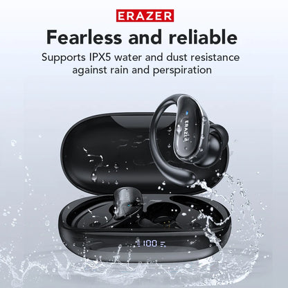 ERAZER XT80 Pro Sports Wireless Headphones with Mics, Button Control, LED Power Display,Hifi Stereo Sound