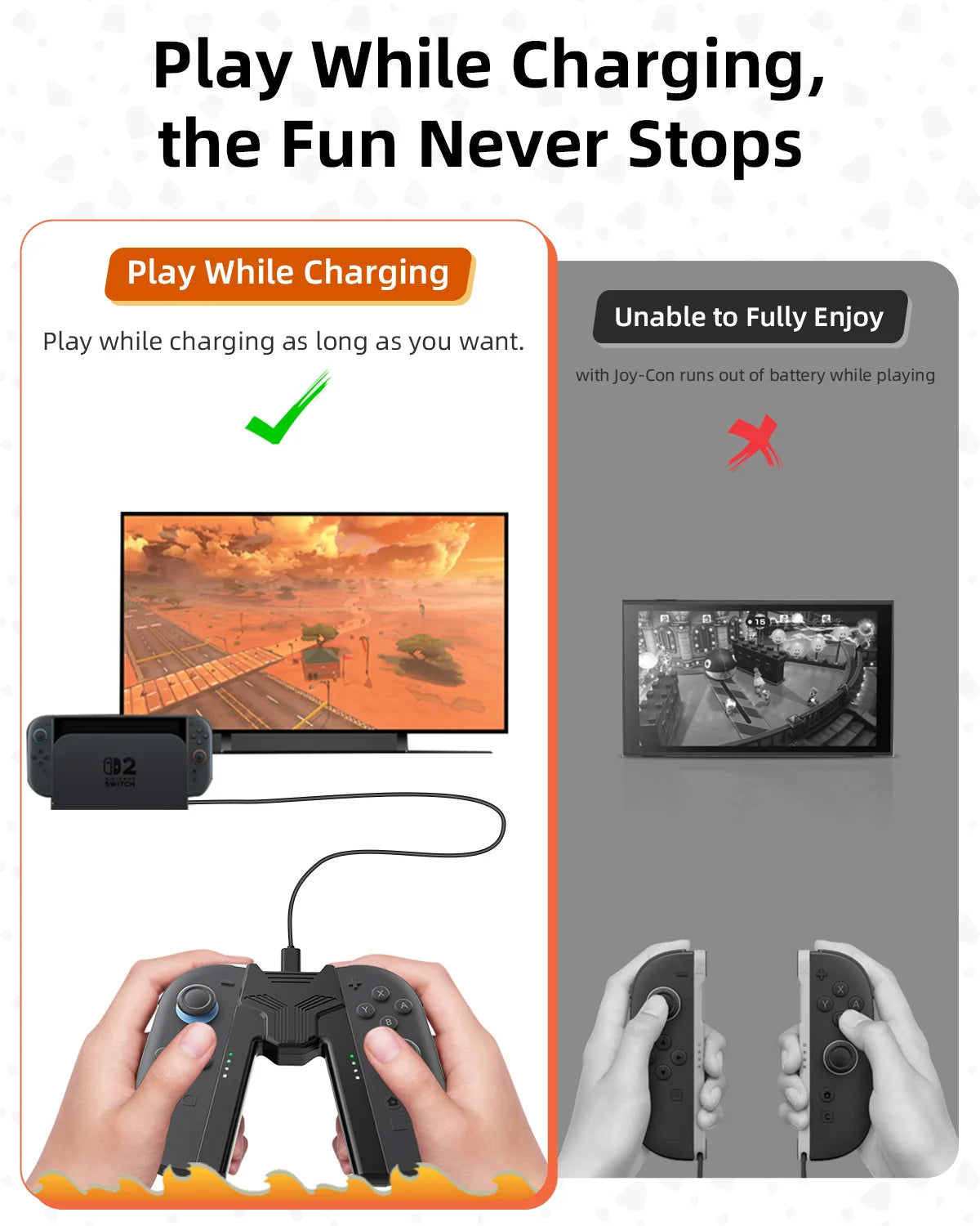 Switch 2 Joy-con Charging Grip Portable Dual Charging Holder Handle Controller Grip