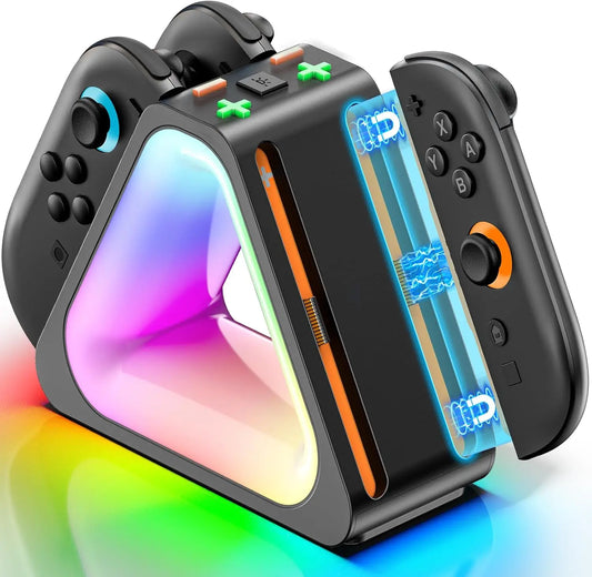 RGB Charging Dock for 2025 Nintendo Switch 2 Joycon Controller Fast Charger