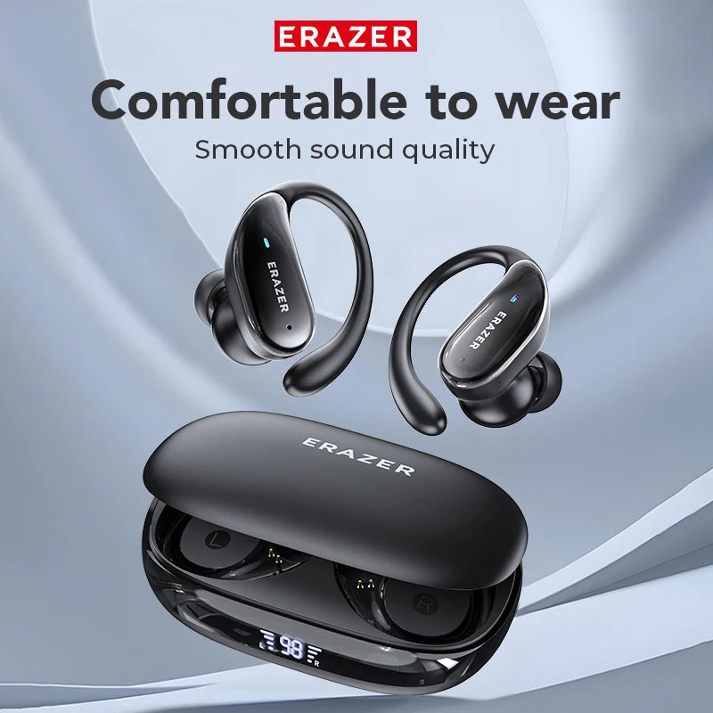 ERAZER XT80 Pro Sports Wireless Headphones with Mics, Button Control, LED Power Display,Hifi Stereo Sound
