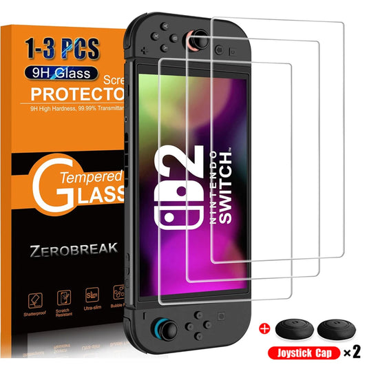 Screen Protector Tempered Glass For Switch Nintendo 2 With Joycon Thumb Grip