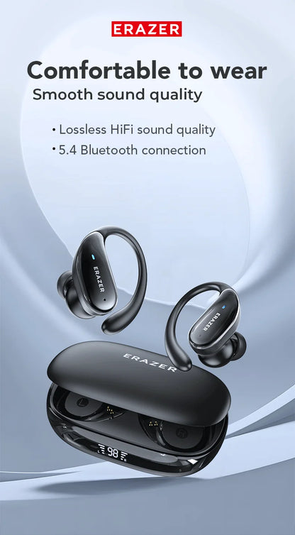 ERAZER XT80 Pro Sports Wireless Headphones with Mics, Button Control, LED Power Display,Hifi Stereo Sound