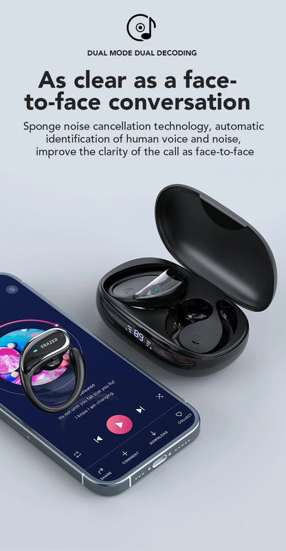 ERAZER XT80 Pro Sports Wireless Headphones with Mics, Button Control, LED Power Display,Hifi Stereo Sound