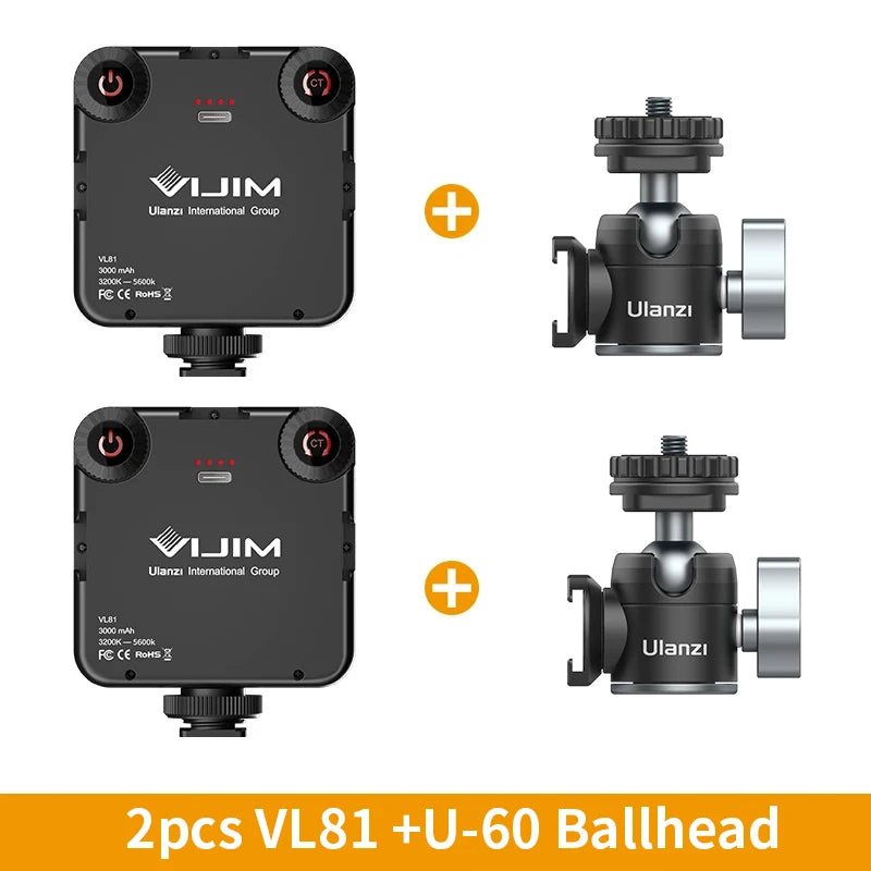 VIJIM VL81 LED Video Light Camera Light 3200-5600K 850LM 6.5W With Cold Shoe Mini Vlog Fill Light 3000mAh Panel Lamp Photography