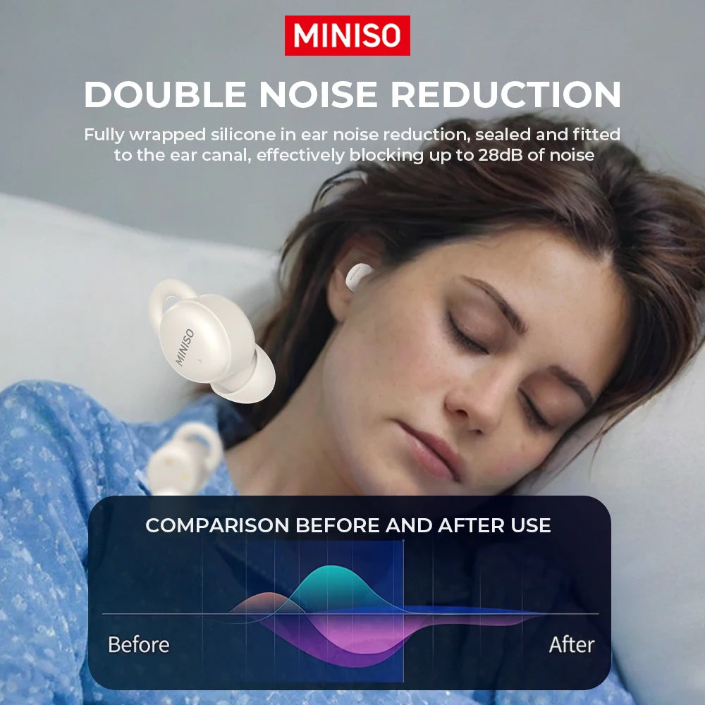 MINISO X10 Wireless Bluetooth 5.4 Earphones Sleep Wireless Headphones With Mic Touch Control Noise Cancelling Super Long Endur