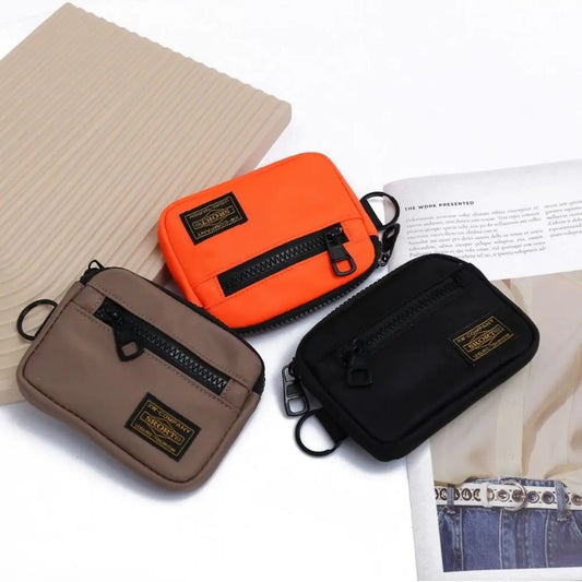 Casual Men's Coin Wallet Canvas Zipper Short Wallet Retro Key Holder Small Money Bag Trend Youth Mini Handbag