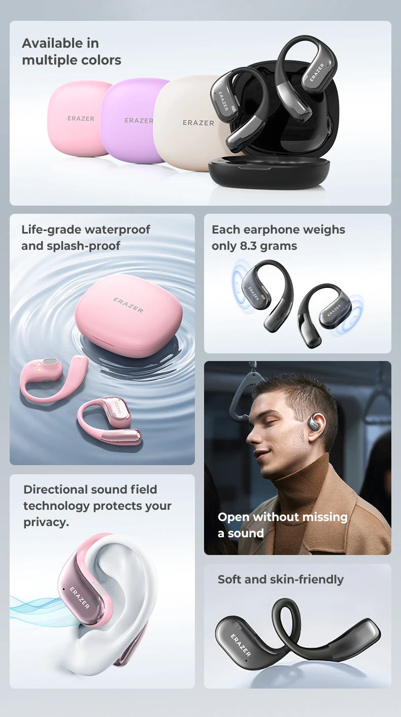 Erazer X11 Bluetooth Earphones OWS Open Sports Wireless Headphones Waterproof 6.5H HiFi Music Stere Long Lifetimeo