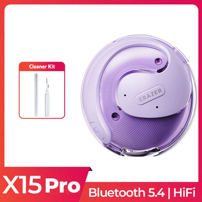 ERAZER X15 pro Bluetooth 5.4 Earphones Sports Wireless Headphones Ear Hook Game Erazer Earbuds with Mic for IOS Android | Color:Purple clean kit