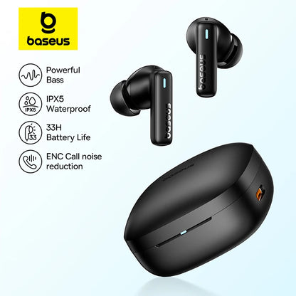 Baseus Bowie E19 Wireless Earphones Bluetooth 5.3 Big Bass 12mm Drivers IPX5 Earbuds 33Hrs Battery Life Headphones