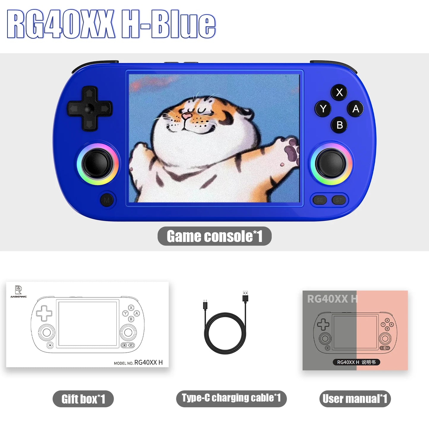 ANBERNIC RG40XX H Handheld Game Console 4.0-in 640*480 IPS Screen 3200mAh 64 Bit System With RGB Light Built in 5K+Games RG40XXH