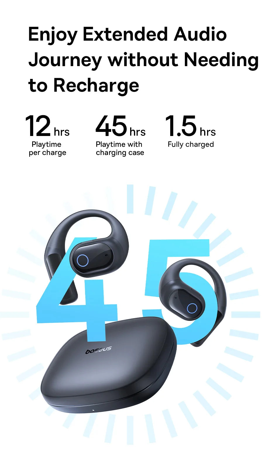 Baseus Eli 10i Fit Open-Ear Earphones Ear Hooks Wireless Bluetooth 5.4 Headphones IP54 Waterproof Air conduction Sports Earbuds