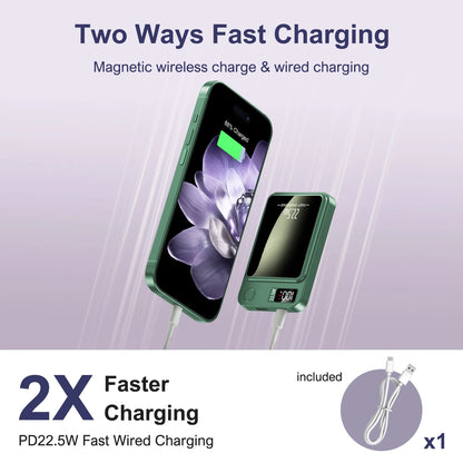 10000mAh Magnetic Charger Power Bank Wireless 22.5W USB-C Foldable Stand LED Display For IPhone 16/15/14/13/12