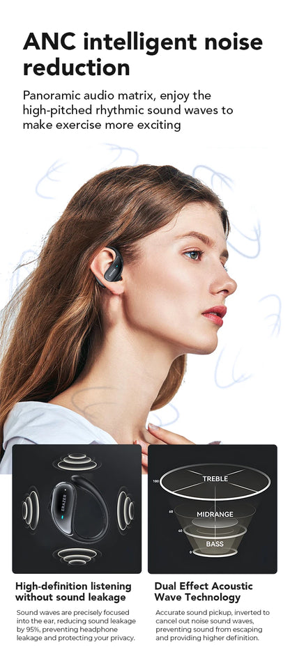 ERAZER XT80 Pro Sports Wireless Headphones with Mics, Button Control, LED Power Display,Hifi Stereo Sound