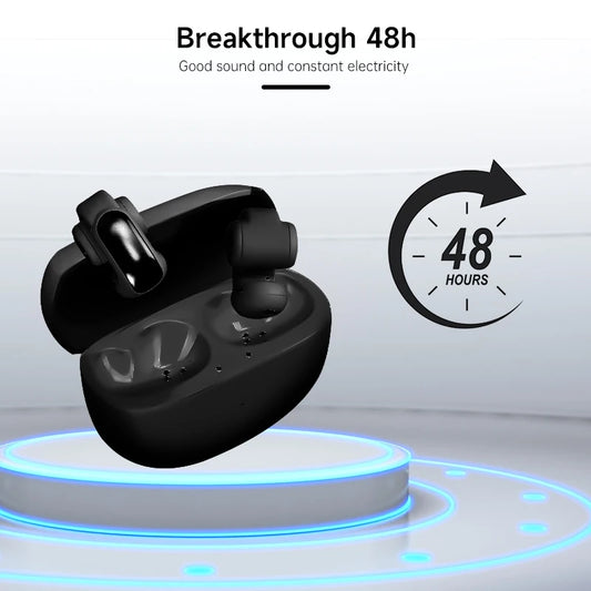 Open Ear Clip Earphones Voice Control Wireless Earphones Noise Reduction with Charging Case for Sports