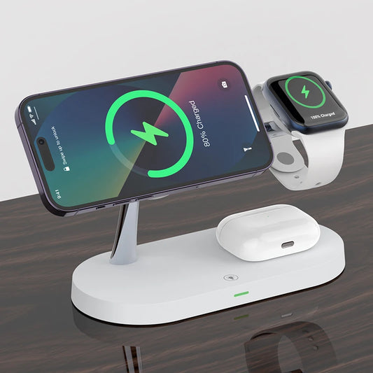 Wireless Charging Station Charger Dock 3in1 Stand For Apple Watch iPhone Magsafe