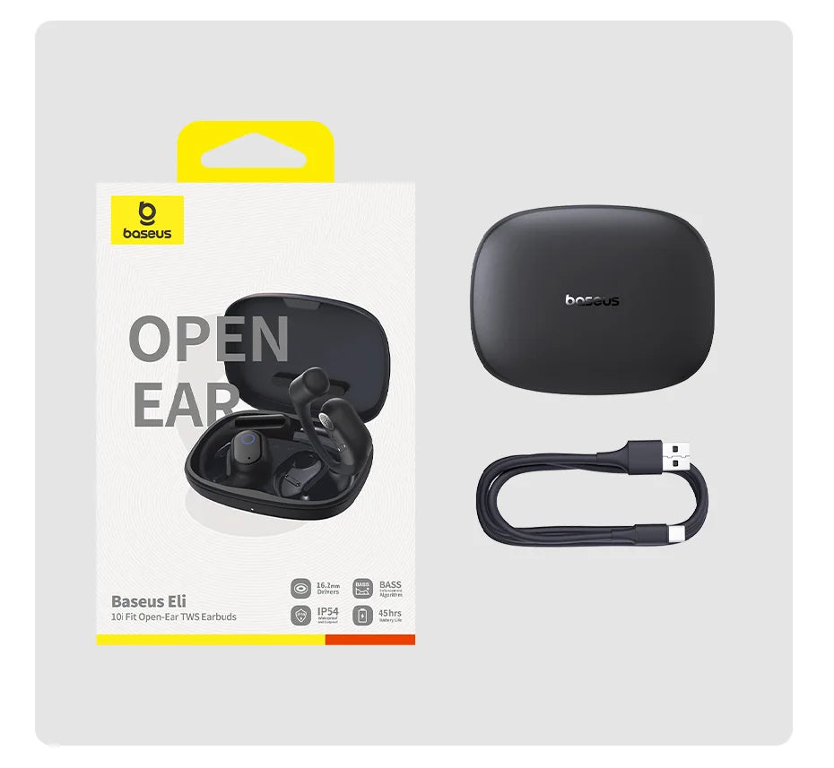 Baseus Eli 10i Fit Open-Ear Earphones Ear Hooks Wireless Bluetooth 5.4 Headphones IP54 Waterproof Air conduction Sports Earbuds