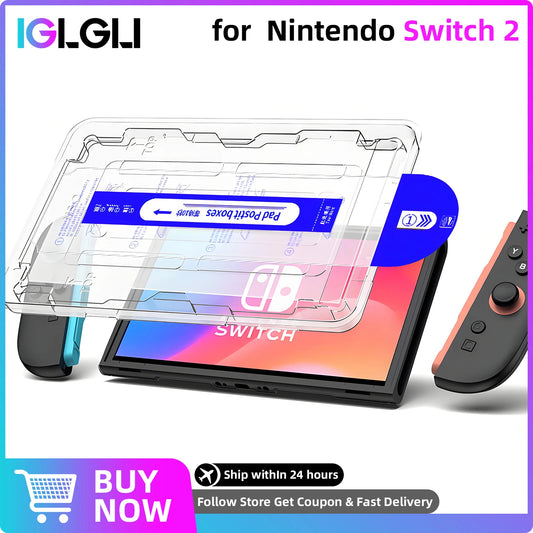 Screen Protector for Nintendo Switch 2 2025 9H Tempered Glass Switch2 Anti-Scratch & Bubble-Free Installation Kit