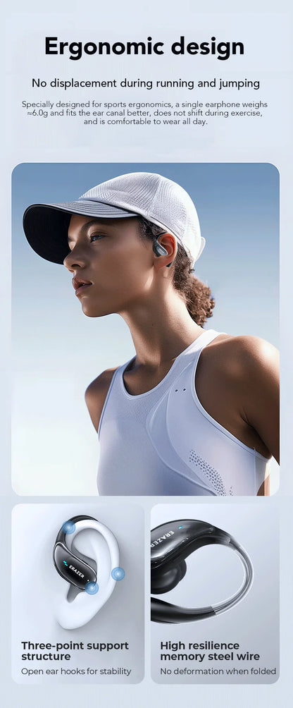 ERAZER XT80 Pro Sports Wireless Headphones with Mics, Button Control, LED Power Display,Hifi Stereo Sound