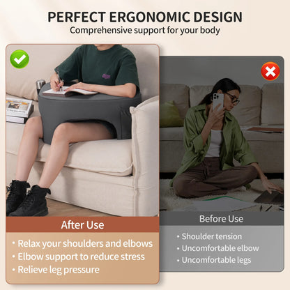 Gaming Reading Pillow Ergonomic Soft Memory Foam 3 Legs Bed Arm Rest Pillow for Couch Car Floor Grey Bed Reading Arm Rest Pillow