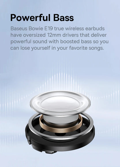 Baseus Bowie E19 Wireless Earphones Bluetooth 5.3 Big Bass 12mm Drivers IPX5 Earbuds 33Hrs Battery Life Headphones